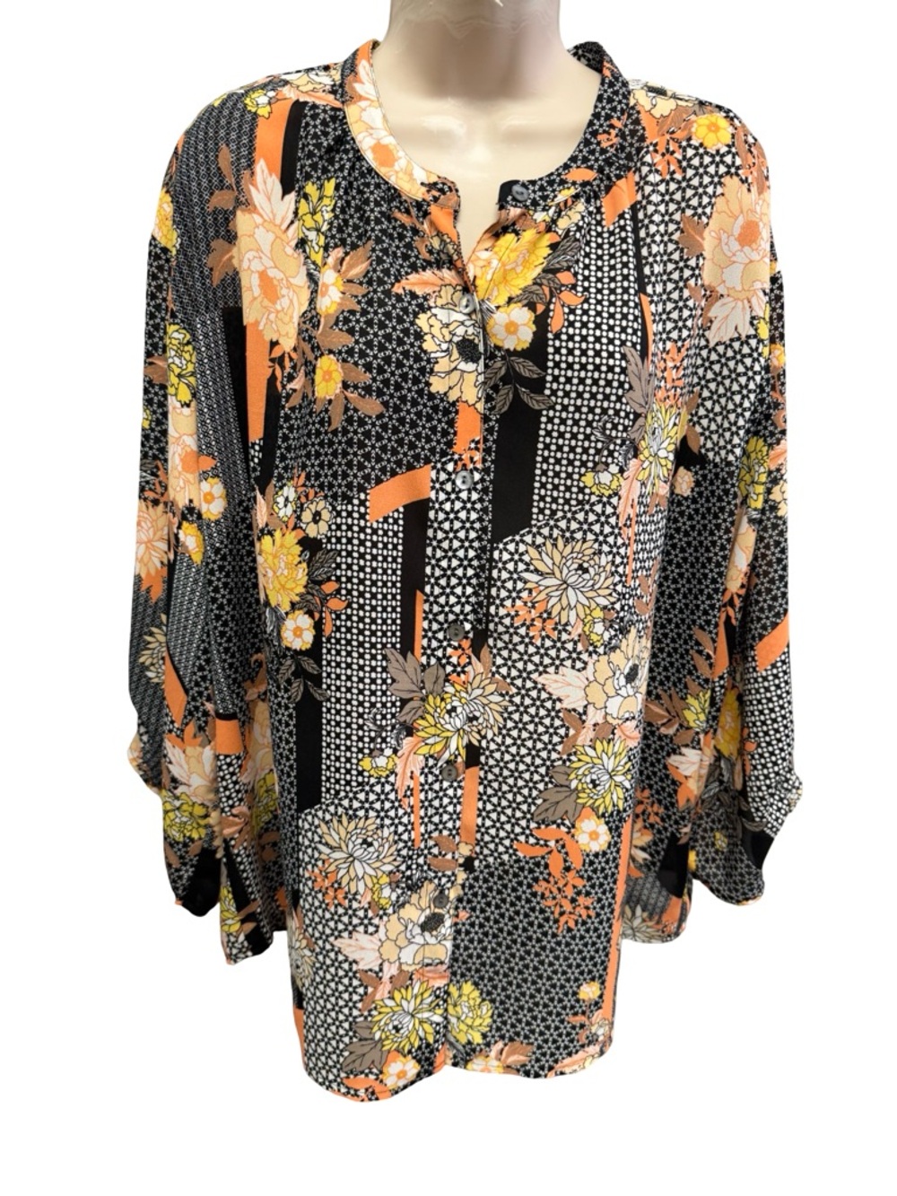 Ruby Rd Thin 3/4 Sleeve Floral Multi Print Top Women’s Size Large